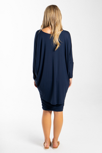 PQ Collection Navy Long Sleeve Hi Low Miracle Top