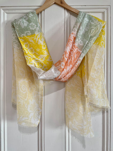 Lemon, Fawn, Orange & Sage Floral Scarf For The Curvy Women's Outfit