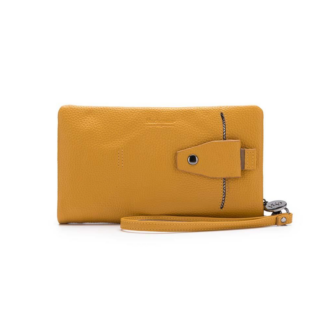 Black Caviar 'Mavie' Ladies Wallet/Crossbody Bag in Yellow