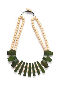 Picket Fence Statement Necklace in Olive By Rare Rabbit