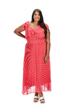 Load image into Gallery viewer, Pink &amp; Red Abstract Print Pleated Maxi Dress
