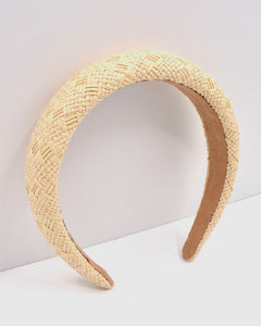 Rattan Padded Headbands in Straw By Kiik Luxe