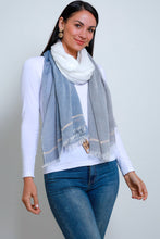 Load image into Gallery viewer, Lightweight Baby Blue &amp; White Summer Scarf
