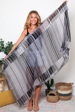 Load image into Gallery viewer, Black &amp; White Soft Stripe Scarf by Lemon Tree
