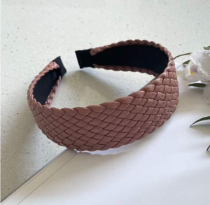 Vegan Woven Leather Headband In Pink By Kiik Luxe