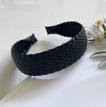 Load image into Gallery viewer, Vegan Woven Leather Headband In Black by Kiik Luxe
