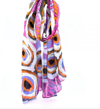 Vibrant Organic Cotton Scarf with Indigenous Print