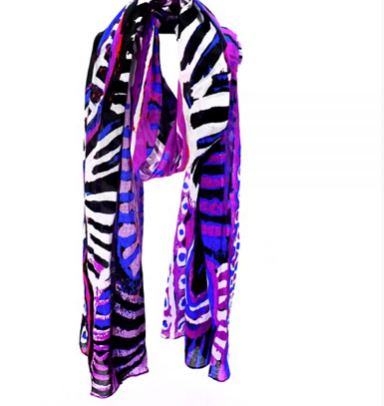 Organic Cotton Purple Scarf with Indigenous Print
