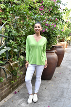 Load image into Gallery viewer, V Neck Stud Knit Jumper in Apple Green
