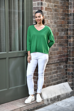 Load image into Gallery viewer, Button At Back, V Neck Knit Top in Green
