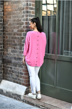 Load image into Gallery viewer, Button At Back, V Neck Knit Top in Blush Pink NOT HOT PINK as pictured.
