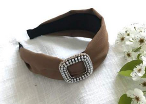 Square Jewel Statement Headband In Chocolate or Pink by Kiik Luxe
