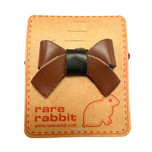 Load image into Gallery viewer, Stiff Leather Bow Hair Accessory in Dark Brown By Rare Rabbit
