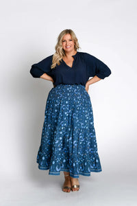 Asti Navy Boho Maxi Skirt