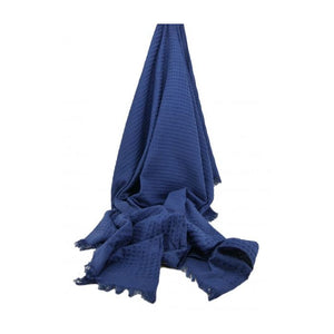 Navy Organic Cotton Waffle Throw For The Curvy Women's Home