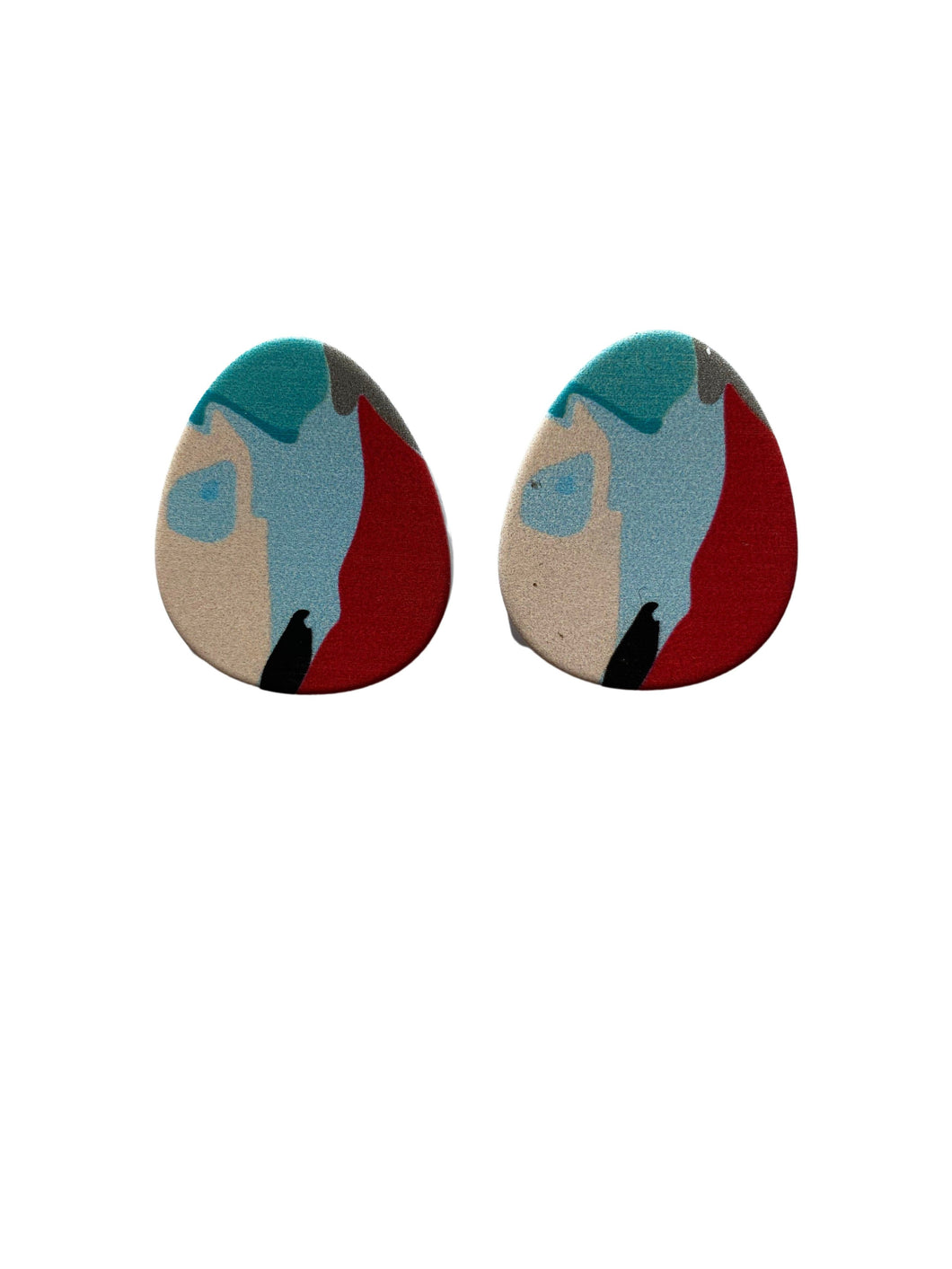 Stella Multicoloured Geo Oval Stud Earrings